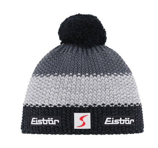 Eisbär Wintermütze Star SP mit Bommel (Pompon) grau/schwarz Kinder